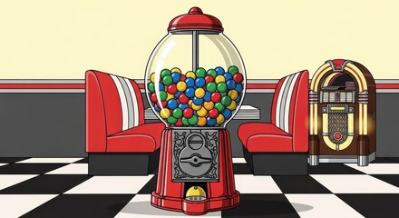 Retro gumball machine illustration