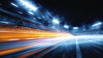 Abstract racing track with speed light streaks