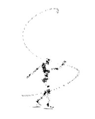 Fototapeta premium Abstract art figure with whip drawing vector illustration black and white line art design concept for print vector art 