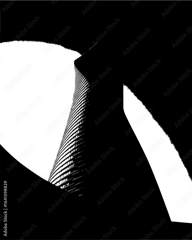 Poster monochrome architecture photography of a modern skyscraper building with high contrast and dramatic 