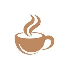 Obraz premium Warm steaming cup of coffee or tea with a simple brown design