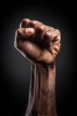 Black fist raised high in protest