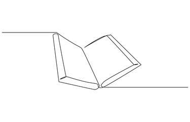 Continuous one line drawing of Book vector illustration. Editable outline