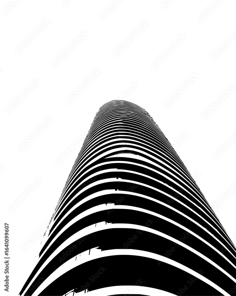 Poster abstract black and white architecture design of a modern building skyscraper perspective view art pr