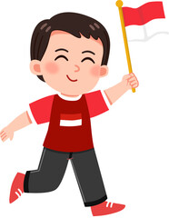 boy with a Indonesian flag