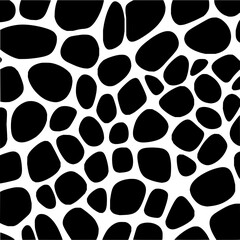 Minimalist black and white seamless pattern featuring irregular organic shapes with rounded edges in a random arrangement vector