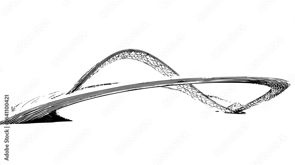 Poster illustration of an abstract bridge design with intricate details architecture and modern constructio