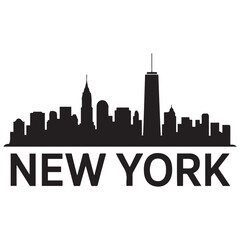 New York skyline silhouette. Landscape New York, USA. Vector illustration. Vector black silhouette. with white background.
