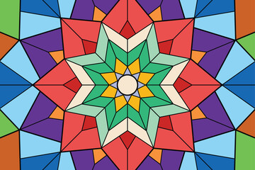 Prismatic Mandala Mosaic Colorful Symmetrical Geometric Art