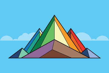 Prismatic Mountain Landscape with Colorful Geometric and Abstract Shapes