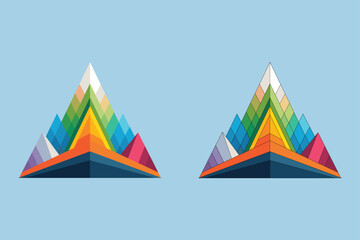 Prismatic Mountain Landscape in Low Poly, with Abstract Colorful Geometric Shapes.