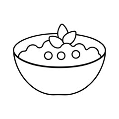 outline bowl of ramen with egg and vegetables on white background