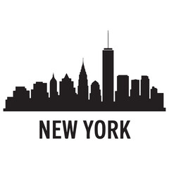 Fototapeta premium New York skyline silhouette. Landscape New York, USA. Vector illustration. Vector black silhouette. with white background.