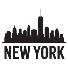 Fototapeta premium New York skyline silhouette. Landscape New York, USA. Vector illustration. Vector black silhouette. with white background.