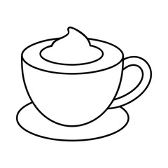 outline cappuccino cup with foam art 