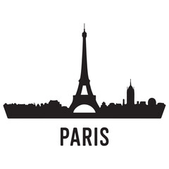 Paris skyline silhouette. Vector illustration. Vector black silhouette. with white background.
