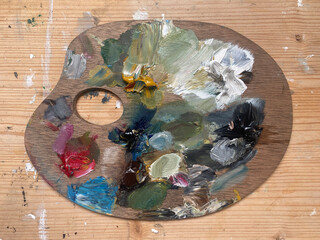 Used Artists Oil Painting Traditional Pallet