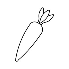 outline carrot with leaves on a white background.