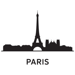 Obraz premium Paris skyline silhouette. Vector illustration. Vector black silhouette. with white background.