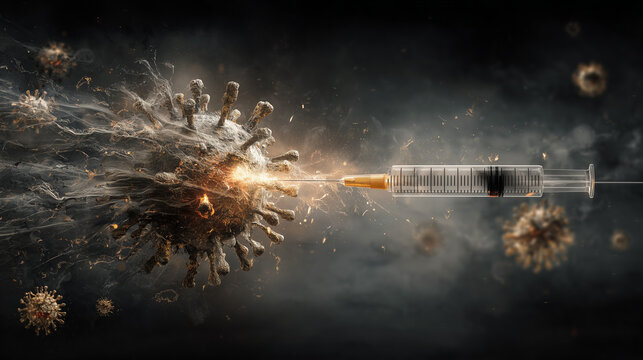  3D Medical Virus Vaccine Injection