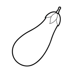 outline eggplant with stem on a white background 
