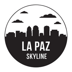 La Paz skyline. Circular style. Stock vector illustration. Vector black silhouette. with white background.