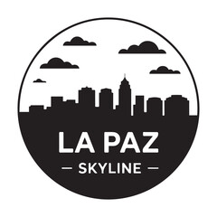 La Paz skyline. Circular style. Stock vector illustration. Vector black silhouette. with white background.