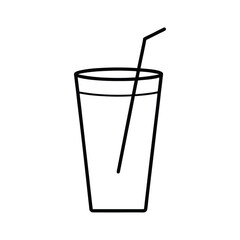 outline glass of orange juice with a straw 