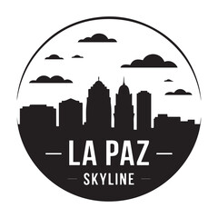 La Paz skyline. Circular style. Stock vector illustration. Vector black silhouette. with white background.