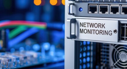 Network Monitoring Server Hardware Close-Up: Data Center Equipment for Cybersecurity and System Administration