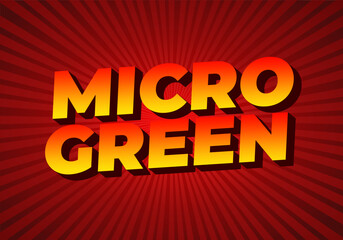 Bold text design featuring the words MICRO GREEN in a vibrant orange and yellow gradient on a red ra