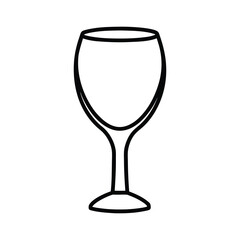 outline glass of white wine on a white background.
