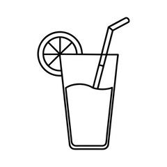 outline iced tea with lemon wedge on a white background