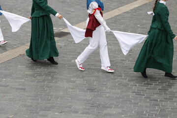 Basque folk dance performance in the street