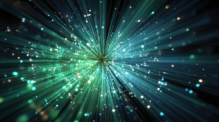 Glowing Fiber Optic cable transmitting data &ndash; abstract Background