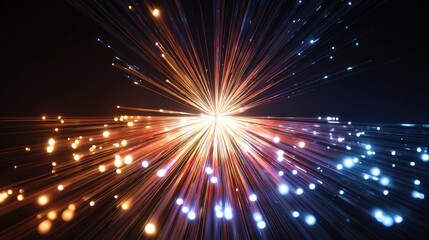 Glowing Fiber Optic cable transmitting data &ndash; abstract Background