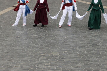 Basque folk dance performance in the street
