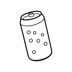outline soda can with bubbles on a white background