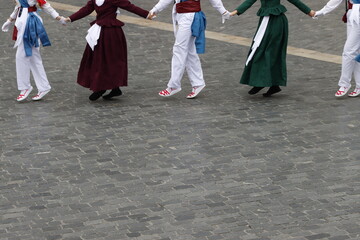 Basque folk dance performance in the street