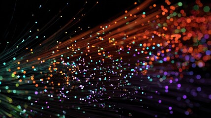 Fototapeta premium Glowing Fiber Optic cable transmitting data – abstract Background