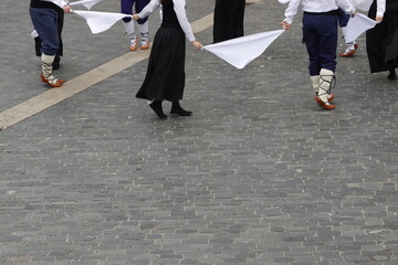 Basque folk dance performance in the street