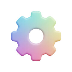 Colorful gradient gear icon on a black background.