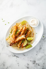 Shrimp skewers with fresh lime