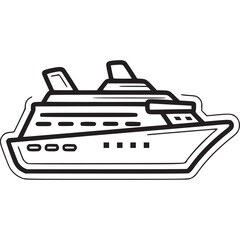 Obraz premium A captivating illustration of a cruise ship isolated on white background, evoking the allure of luxurious sea voyages and unforgettable vacation experiences