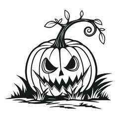 Halloween pumpkin illustration with jack-o-lantern and autumn fruits vector design