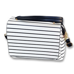 Black and white striped handbag  for Ladies- modern design – chic and stylish accessory