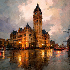 Fototapeta premium Create a Realistic image of a Historic city hall
