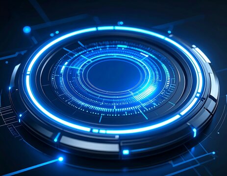 Futuristic glowing blue circular interface