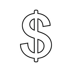 Dollar Sign Line Art Vector Icon Isolated on White Background