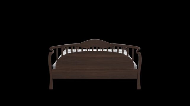 The bed rotates 360 degrees, suitable for advertising a furniture store or social networks. 3D render animation
